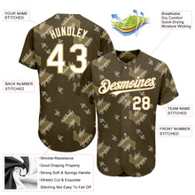 Load image into Gallery viewer, Custom Olive Old Gold-White 3D Pattern Design Rabbit Authentic Baseball Jersey