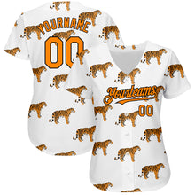 Загрузить изображение в средство просмотра галереи, Custom White Bay Orange-Black 3D Pattern Design Tiger Authentic Baseball Jersey
