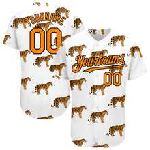 Загрузить изображение в средство просмотра галереи, Custom White Bay Orange-Black 3D Pattern Design Tiger Authentic Baseball Jersey