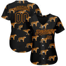 Загрузить изображение в средство просмотра галереи, Custom Black Bay Orange 3D Pattern Design Tiger Authentic Baseball Jersey