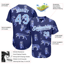 Загрузить изображение в средство просмотра галереи, Custom Dark Purple Light Blue-White 3D Pattern Design Tiger Authentic Baseball Jersey