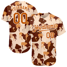 Загрузить изображение в средство просмотра галереи, Custom Cream Texas Orange-White 3D Pattern Design Ox Authentic Baseball Jersey