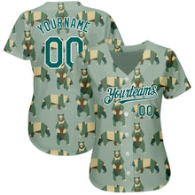 Laden Sie das Bild in den Galerie-Viewer, Custom Green Grass Green-White 3D Pattern Design Bear Authentic Baseball Jersey