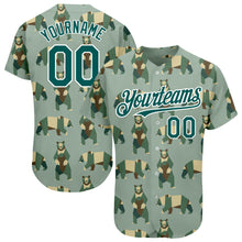 Laden Sie das Bild in den Galerie-Viewer, Custom Green Grass Green-White 3D Pattern Design Bear Authentic Baseball Jersey