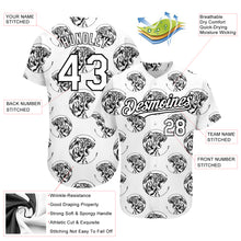 Load image into Gallery viewer, Custom White Black 3D Pattern Design Tiger Authentic Baseball Jersey