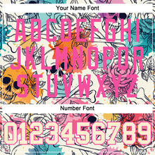 Charger l'image dans la galerie, Custom Cream Pink-Black 3D Flower And Skull Fashion Authentic Baseball Jersey