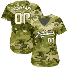 Загрузить изображение в средство просмотра галереи, Custom Camo Cream-Olive 3D Skull Fashion Authentic Baseball Jersey