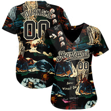 Charger l'image dans la galerie, Custom Black Cream 3D Tropical Plant And Skull Fashion Authentic Baseball Jersey