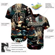 Charger l'image dans la galerie, Custom Black Cream 3D Tropical Plant And Skull Fashion Authentic Baseball Jersey