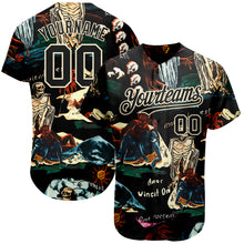 Charger l'image dans la galerie, Custom Black Cream 3D Tropical Plant And Skull Fashion Authentic Baseball Jersey