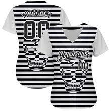 Загрузить изображение в средство просмотра галереи, Custom White Black 3D Skull Fashion Authentic Baseball Jersey