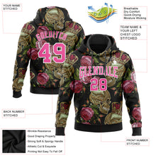 Laden Sie das Bild in den Galerie-Viewer, Custom Stitched Black Pink-White 3D Skull Fashion Flower Sports Pullover Sweatshirt Hoodie