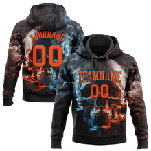Load image into Gallery viewer, Custom Stitched Black Orange 3D Skull Fashion Sports Pullover Sweatshirt Hoodie