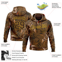 Laden Sie das Bild in den Galerie-Viewer, Custom Stitched Brown Yellow 3D Pattern Design Tiger And Plants Sports Pullover Sweatshirt Hoodie