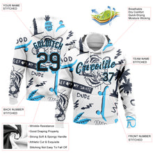 Загрузить изображение в средство просмотра галереи, Custom Stitched White Black-Sky Blue 3D Pattern Design Tiger And Hawaii Palm Tree Sports Pullover Sweatshirt Hoodie