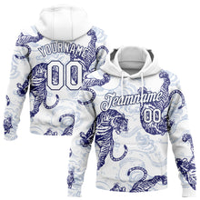 Загрузить изображение в средство просмотра галереи, Custom Stitched White Navy 3D Pattern Design Tiger Sports Pullover Sweatshirt Hoodie