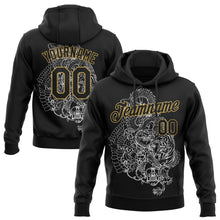 Laden Sie das Bild in den Galerie-Viewer, Custom Stitched Black Old Gold 3D Pattern Design Tiger And Skull Sports Pullover Sweatshirt Hoodie