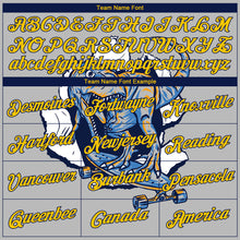 Загрузить изображение в средство просмотра галереи, Custom Stitched Light Gray Yellow-Navy 3D Pattern Design Dinosaur Sports Pullover Sweatshirt Hoodie