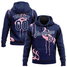 Laden Sie das Bild in den Galerie-Viewer, Custom Stitched Navy-White 3D Pattern Design Flamingo Sports Pullover Sweatshirt Hoodie