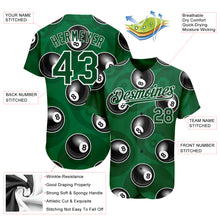 Загрузить изображение в средство просмотра галереи, Custom Green White 3D Pattern Design Billiards Snooker 8 Ball Authentic Baseball Jersey