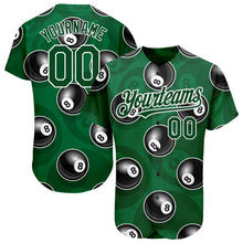 Загрузить изображение в средство просмотра галереи, Custom Green White 3D Pattern Design Billiards Snooker 8 Ball Authentic Baseball Jersey