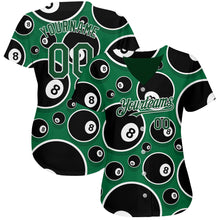 Загрузить изображение в средство просмотра галереи, Custom Green White 3D Pattern Design Billiards Snooker 8 Ball Authentic Baseball Jersey