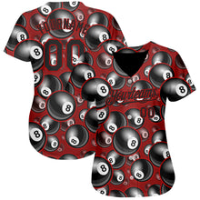 Загрузить изображение в средство просмотра галереи, Custom Red Black 3D Pattern Design Billiards Snooker 8 Ball Authentic Baseball Jersey