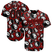 Загрузить изображение в средство просмотра галереи, Custom Red Black 3D Pattern Design Billiards Snooker 8 Ball Authentic Baseball Jersey