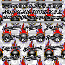 Загрузить изображение в средство просмотра галереи, Custom White Black-Gray 3D Pattern Design Flaming Billiards Snooker 8 Ball Authentic Baseball Jersey