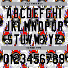 Загрузить изображение в средство просмотра галереи, Custom White Black-Gray 3D Pattern Design Flaming Billiards Snooker 8 Ball Authentic Baseball Jersey