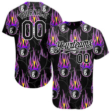 Load image into Gallery viewer, Custom Black White 3D Pattern Design Flaming Billiards Snooker 8 Ball Authentic Baseball Jersey