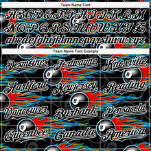 Load image into Gallery viewer, Custom Black White 3D Pattern Design Flaming Billiards Snooker 8 Ball Authentic Baseball Jersey