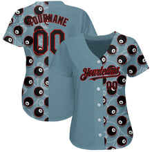 Load image into Gallery viewer, Custom Panther Blue Black-Red 3D Pattern Design Billiards Snooker 8 Ball Authentic Baseball Jersey