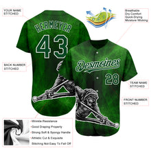 Загрузить изображение в средство просмотра галереи, Custom Green White 3D Pattern Design A Skeleton Playing Billiards While Drinking A Beer Authentic Baseball Jersey