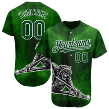 Загрузить изображение в средство просмотра галереи, Custom Green White 3D Pattern Design A Skeleton Playing Billiards While Drinking A Beer Authentic Baseball Jersey