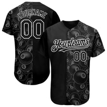 Charger l'image dans la galerie, Custom Black White 3D Pattern Design Billiards Snooker 8 Ball Authentic Baseball Jersey