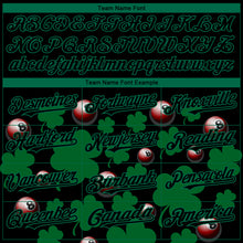 Laden Sie das Bild in den Galerie-Viewer, Custom Black Green 3D Pattern Design Clovers And Billiards Balls St. Patrick's Day Authentic Baseball Jersey