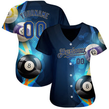Charger l'image dans la galerie, Custom Black Royal-Old Gold 3D Pattern Design Billiards Authentic Baseball Jersey