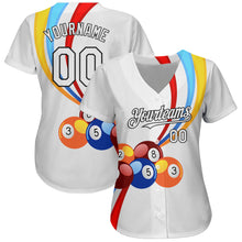 Load image into Gallery viewer, Custom White Black 3D Pattern Design Billiards Authentic Baseball Jersey