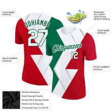 Load image into Gallery viewer, Custom Red White-Kelly Green 3D Mexico Performance T-Shirt