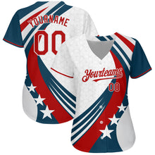 Laden Sie das Bild in den Galerie-Viewer, Custom White Red 3D American Flag Authentic Baseball Jersey