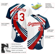 Laden Sie das Bild in den Galerie-Viewer, Custom White Red 3D American Flag Authentic Baseball Jersey