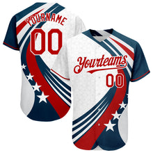 Laden Sie das Bild in den Galerie-Viewer, Custom White Red 3D American Flag Authentic Baseball Jersey
