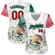 Laden Sie das Bild in den Galerie-Viewer, Custom White Red Kelly Green-Black 3D Mexican Flag Authentic Baseball Jersey
