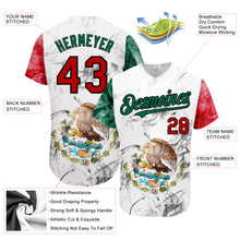Laden Sie das Bild in den Galerie-Viewer, Custom White Red Kelly Green-Black 3D Mexican Flag Authentic Baseball Jersey