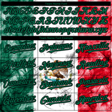 Laden Sie das Bild in den Galerie-Viewer, Custom White Red Kelly Green-Black 3D Mexican Flag Authentic Baseball Jersey