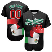 Charger l'image dans la galerie, Custom Black Red Kelly Green 3D Mexican Flag Authentic Baseball Jersey