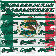 Laden Sie das Bild in den Galerie-Viewer, Custom White Red Kelly Green-Black 3D Mexican Flag Grunge Design Authentic Baseball Jersey