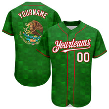 Load image into Gallery viewer, Custom Kelly Green White-Red 3D Mexico Authentic Baseball Jersey
