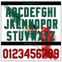 Laden Sie das Bild in den Galerie-Viewer, Custom White Red Kelly Green-Black 3D The Abstract Wing With Mexican Flag Authentic Baseball Jersey